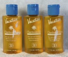  3 NEW Vacation Chardonnay Oil SPF 30 Broad Spectrum Sunscreen LOT 1 fl oz 30ML