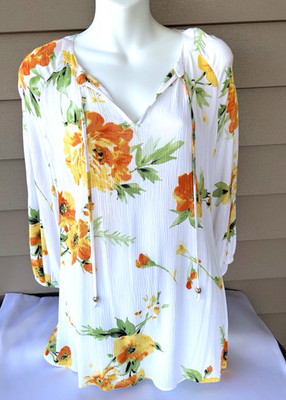 CHINCOS NWT Size 1 (M/8-10) Floral Blooming Beauty Gauze Neck Tie Top