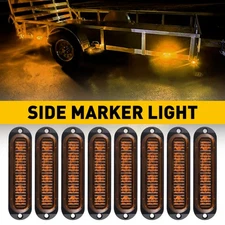 8X Amber 6LED Side Marker Clearance Light Lamp Truck Trailer Turn Signal Light
