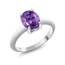 925 Sterling Silver Amethyst Solitaire Engagement Ring For Women 1.65 Cttw,