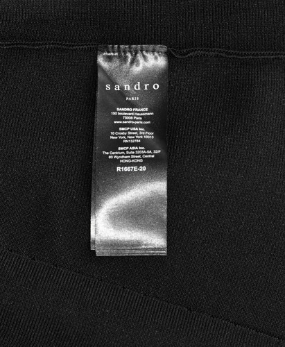 B2 Auth SANDRO PARIS Black Knit Scalloped & Eyelet Accent Mini Dress Size 1 - Picture 9 of 10