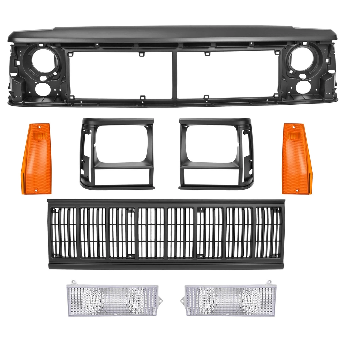 Crown Black Front Grille Assembly For 1986-1987 Jeep Cherokee