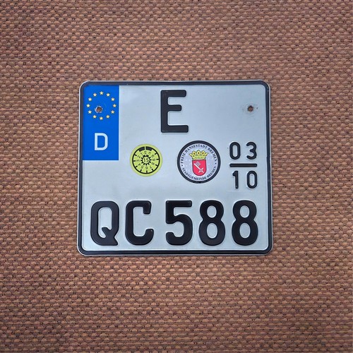 1 REAL GERMAN MONTH RESTRICTED MOTORCYCLE LICENSE PLATE NUMBER ME TAG BMW RACING