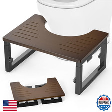 Bamboo Toilet Stool Squat, 7in 8 in  9in Adjustable Heights, Foldable Poop Stoo