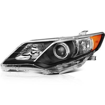 Pair Headlight Assemblies 2012-2014 Toyota Camry Black Amber Clear LensTO2502211