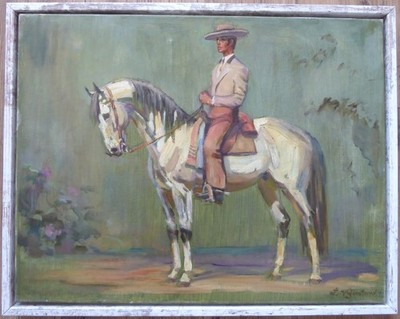 Ludwig von Gontard (*1922) 1972 Horse Painter Horse Caballero Feria 42x54cm