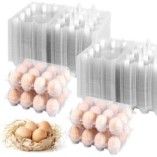 100 Pack 12 Count Plastic Egg Cartons - Bulk Cheap Clear Reusable Egg Contain...