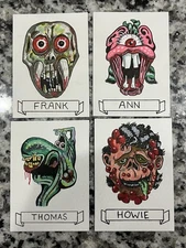 ULGY MONSTER Series 1  ACEO - Art Sketch 2.5 X 3.5 (4) Card Painting KISS Freaks