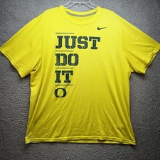 Nike Dri-FIT Shirt Mens 2XL Yellow Just Do It Swoosh Athletic Tee Running