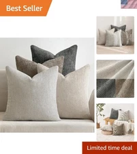 22x22 Inch Soft Chenille Decorative Pillow Covers - Set of 4 for Modern Homes