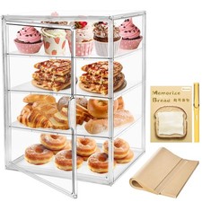 Pastry Display Case,Large Bakery Cookie Stand 4Tier 1pcs, Transparent
