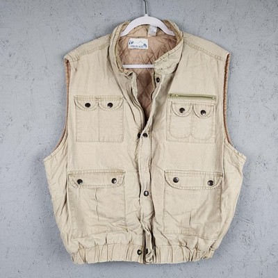 Vintage Lumber Jack Vest Mens Large Quilted Utility Hunting Fishing Cargo 90s