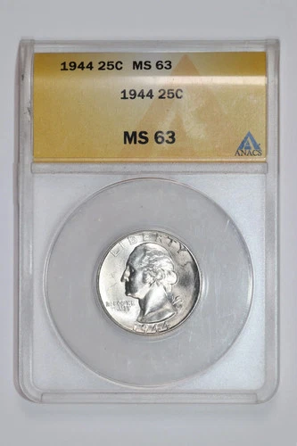 1944 WASHINGTON QUARTER ANACS MS63
