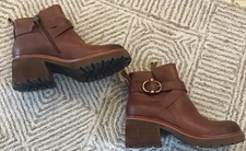 Sofft Womens Size 9 Aqua Brown Leather Platform Lug Sole Ankle Boot NWT