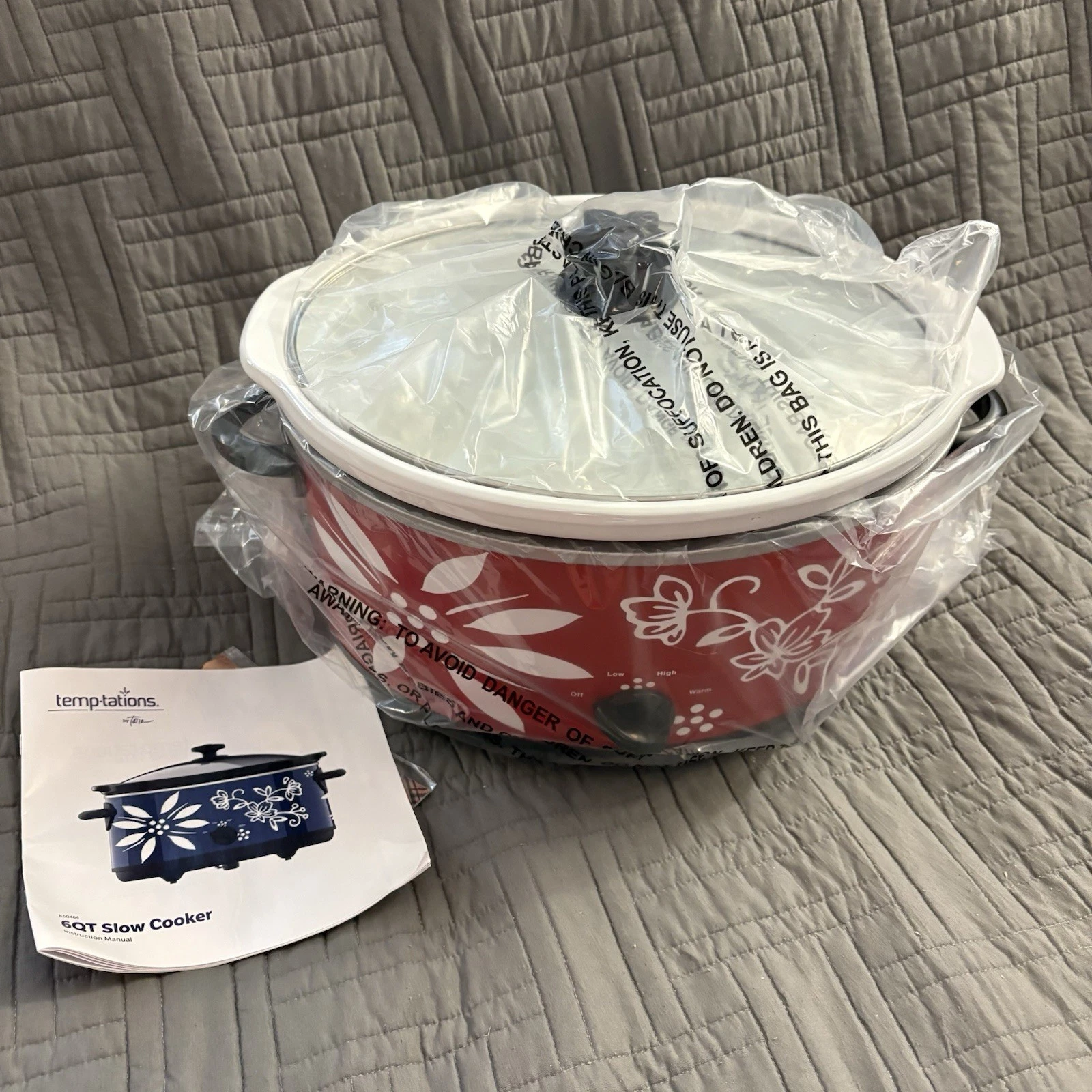 Temp-tations Adjustable Slow Cooker 6 Qt. Red w/ White Flowers Temptations
Opens in a new window or