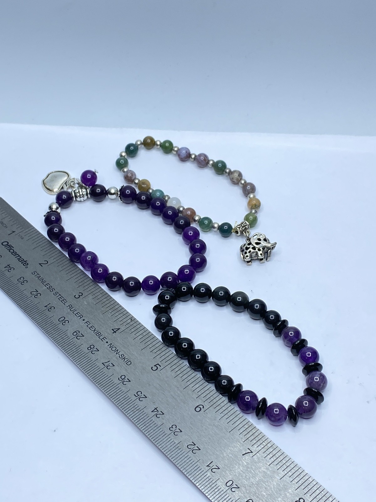 Assorted Gemstone Silver Tone Bracelet Bundle 3pc… - image 7