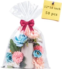 50Pcs Cellophane Bags 12X18 Cellophane Wrap Goodie Bags Large Clear Gift Bags Pa