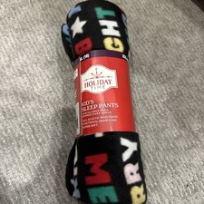 Holiday Time Kid Boys Christmas Fleece PJ Pants Black XXL Size 18 New With Tags