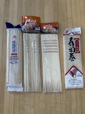 Bamboo Sushi Rolling Mat , Bamboo Chopsticks And Bamboo Skewers Lot