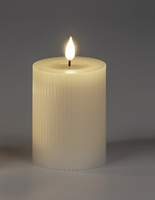 LED Kerze 7,5 X 10 Cm Streifen - Creme Mit Timer Aus Wachs Formano