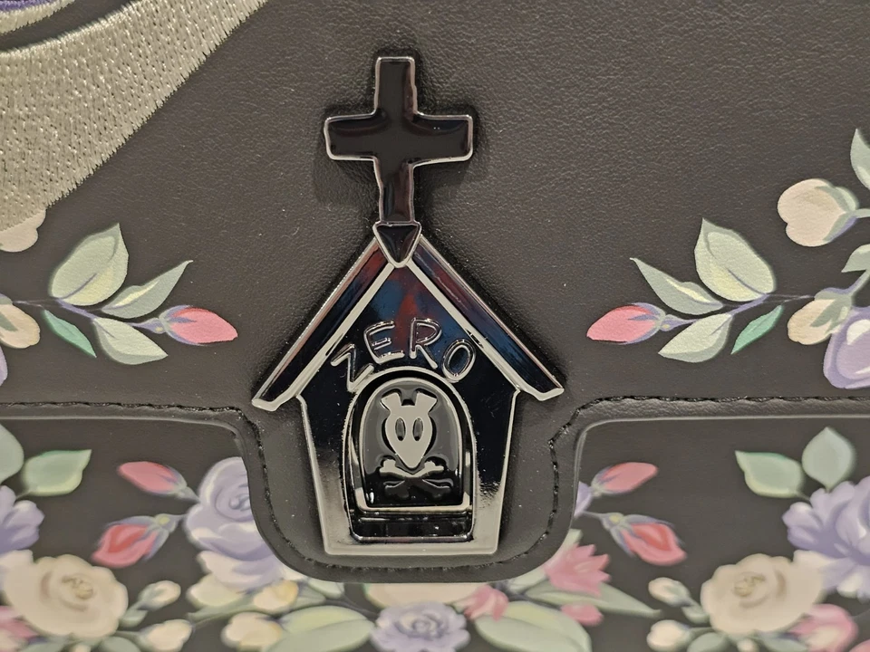 NUEVO Exclusivo Bolso Bandolera Disney Pesadilla Antes de Navidad Cero Púrpura Floral Foto 2 de 4