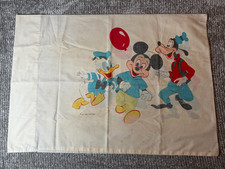 Vintage Walt Disney Pillowcase Mickey Mouse Goofy Donald Duck Balloons 2 Sided