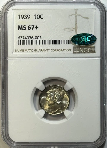 1939 Mercury Dime NGC MS67+ CAC — Premium Gem, CAC (Green Bean)-Approved Quality