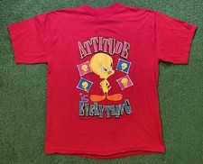 Vintage 90s Tweety T Shirt 2XL XXL Looney Tunes Attitude is Everything VTG 1997