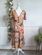STUNNING PERUVIAN CONNECTION ALESSIA BUTTON THROUGH FLORAL ROSES MIDI DRESS 14