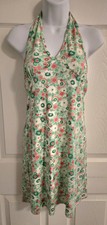 Women's Halter Floral Multicolored V-neck Short Dress Size Medium