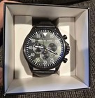 Michael Kors Thompkins Mens Chronograph Watch Green Camo Dial Black Leather Band — photo 1
