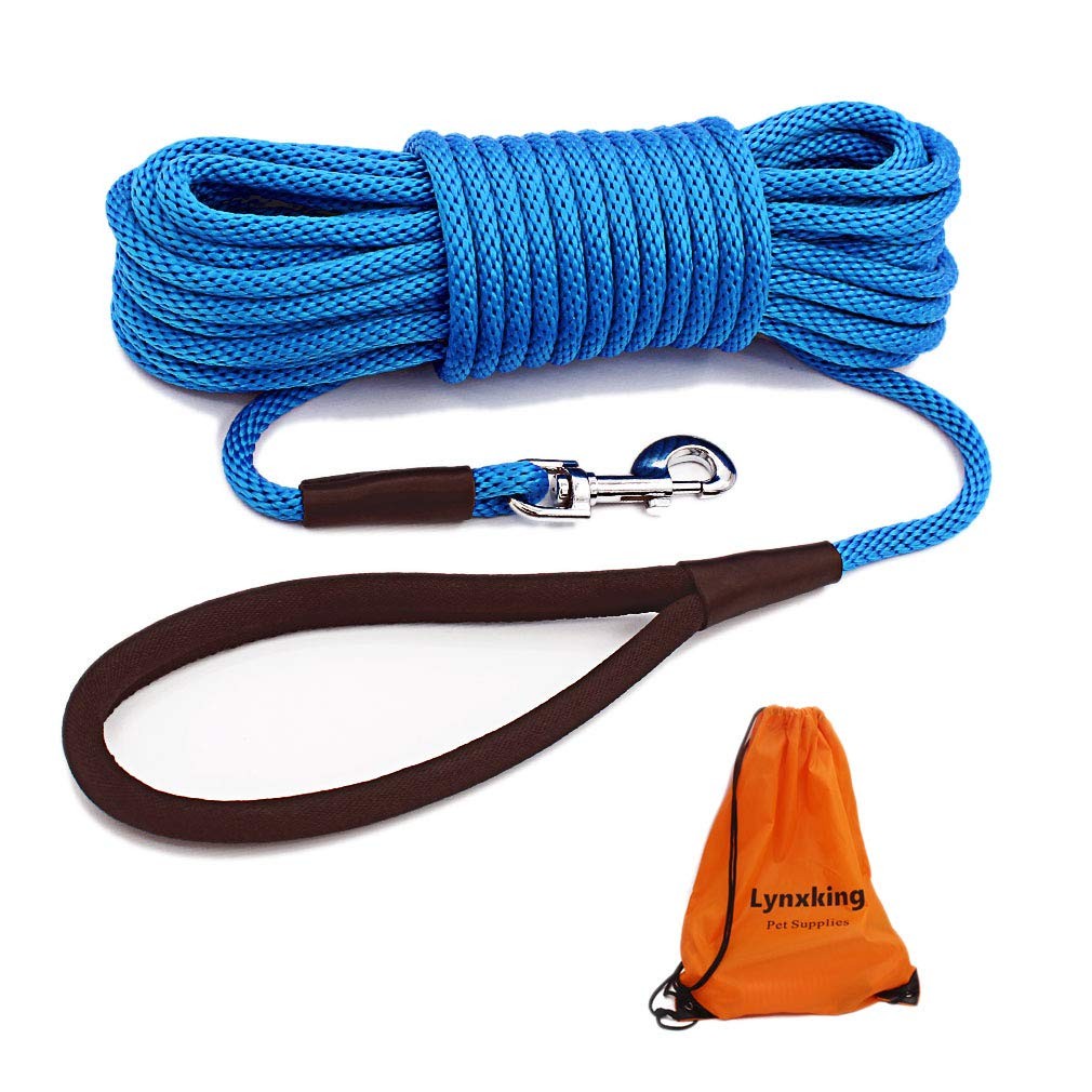 Laisse longue pour chien 9m longe de dressage et rappel avec poignée bleu