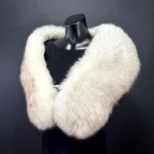 SAGA FOX Blue Fox Real Fur Shawl Wrap Stole Women Luxury Timeless Elegant