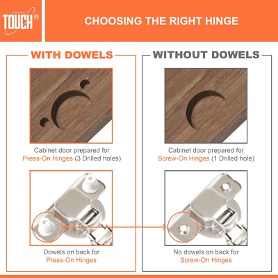 TOUCH 3/4" Overlay Euro Hinge - Concealed Cabinet Hinge Kit | Full Overlay, Self-Closing, Nickel Finish 3 thumbnail image
