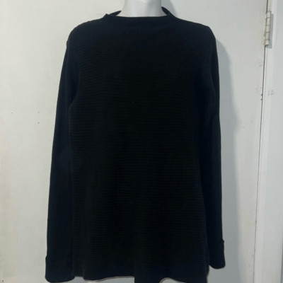 LOGO Lori Goldstein Black Cloudia Ribbed Sweater-S