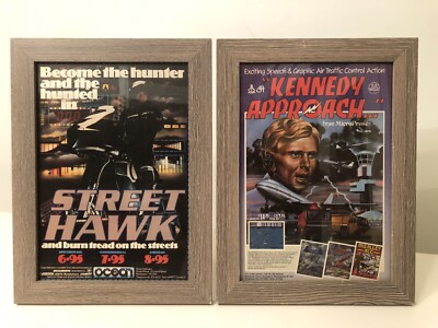 2 x Retro Gaming gerahmte Drucke OCEAN Street Hawk & Micropose Kennedy Approach