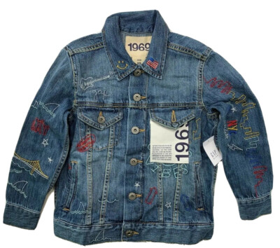 NWT Gap 1969 Kids XS 4 5 50th Anniversary Embroidered Blue Denim