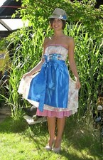 Designer Dirndl Ellersdorfer Design, Bandeau Dirndl, Gr, M 38 blau rosa Seide