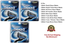 24 Gillette Mach3 Turbo Razor blades Refills Shaver Cartridges 8*2 fit M3 Power