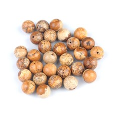 50pcs Natural Picture Stone Half Drilled Hole Beads 10mm Round Ball DIY