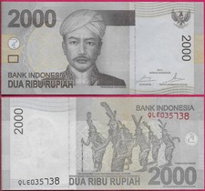 INDONESIA 2000 RUPIAH 2014 UNC QLE,PANGERAN ANTASARI AT CENTER,INDEGENOUS DANCE,