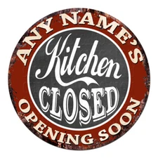 CP-0111 ANY NAME'S KITCHEN CLOSED Custom Personalized Sign Decor Gift Ideas
