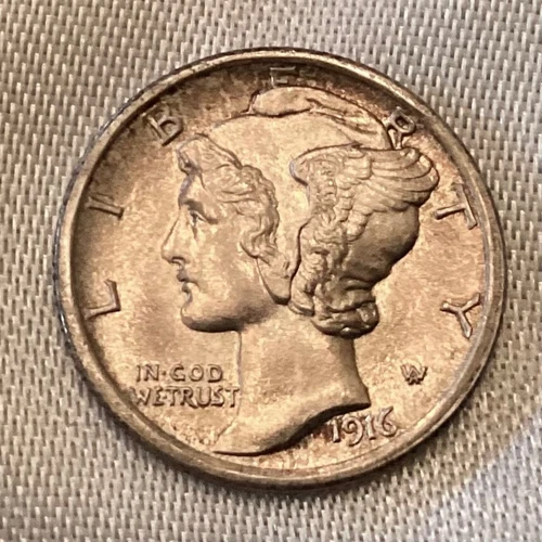 1916 Mercury Dime 10 Cents - FB Uncirculated Unc