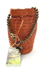 Sun N' Sand Womens Purse Small Orange Bead Strap New CE5201B