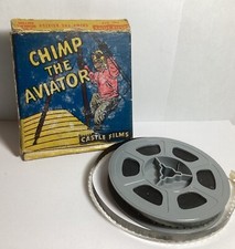 ORIGINAL VTG 8 MM EDITION CASTLE FILMS NO. 617  CHIMP THE AVIATOR   IN BOX MOVIE