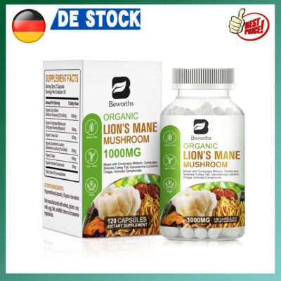 Lion's Mane Löwenmähne Mushroom Hericum erinaceus 120 Kapseln 1000mg Swanson