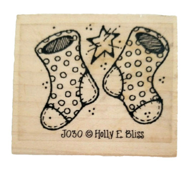 Holly E Bliss CHRISTMAS STOCKINGS with a STAR Rubber Stamp J030