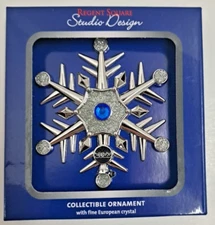 2022 Snowflake Ornament Regent Square Studio Design Silver w/ Blue Crystal NIB