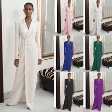 Women's Long Suit 2 Pieces Evening Party Slim Fit Long Jacket Wedding Outfit