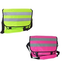 Shoulder Messenger Bag Hi Viz Reflective Safety Cycling Walking Work Pink Yellow